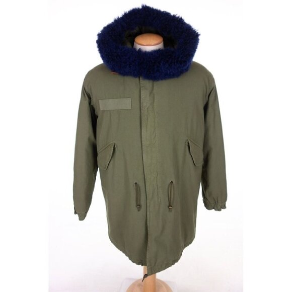 MR & MRS ITALY New Army Parka Quilt Alpaca Fur Mens S Blue France - Picture 12 of 12